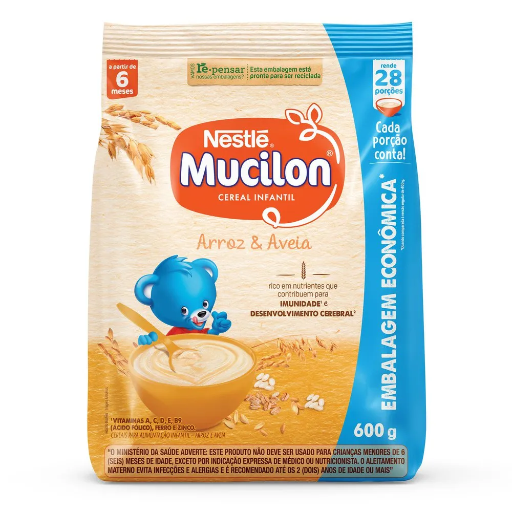 Foto 2 de NESTLE MUCILON ARROZ E AVEIA SACHE 600G